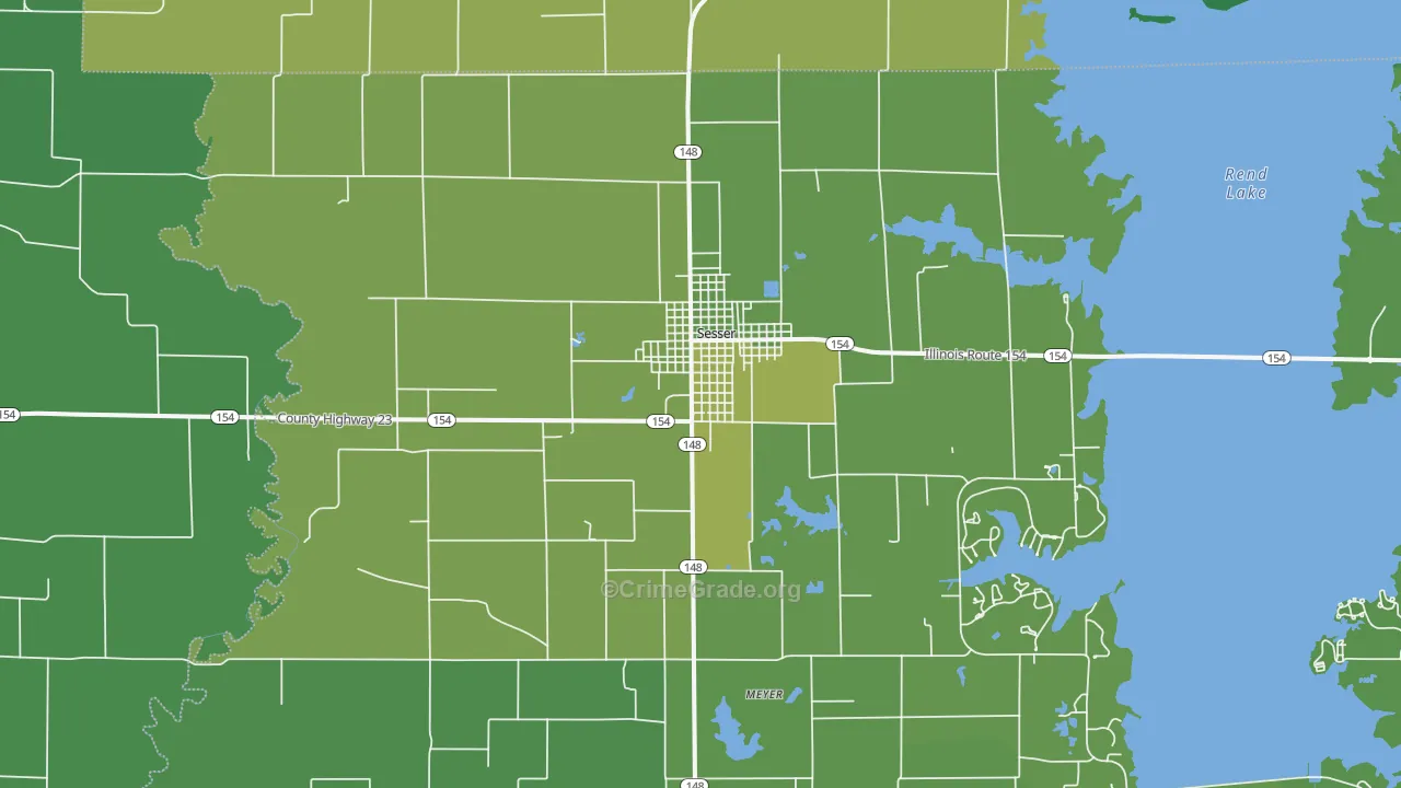 Sesser, IL Map of Vehicle Theft Rates