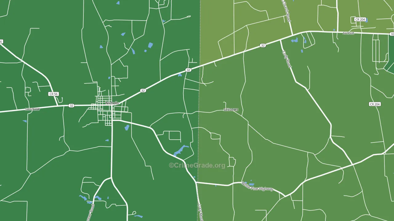 Sessoms, GA Map of Vehicle Theft Rates