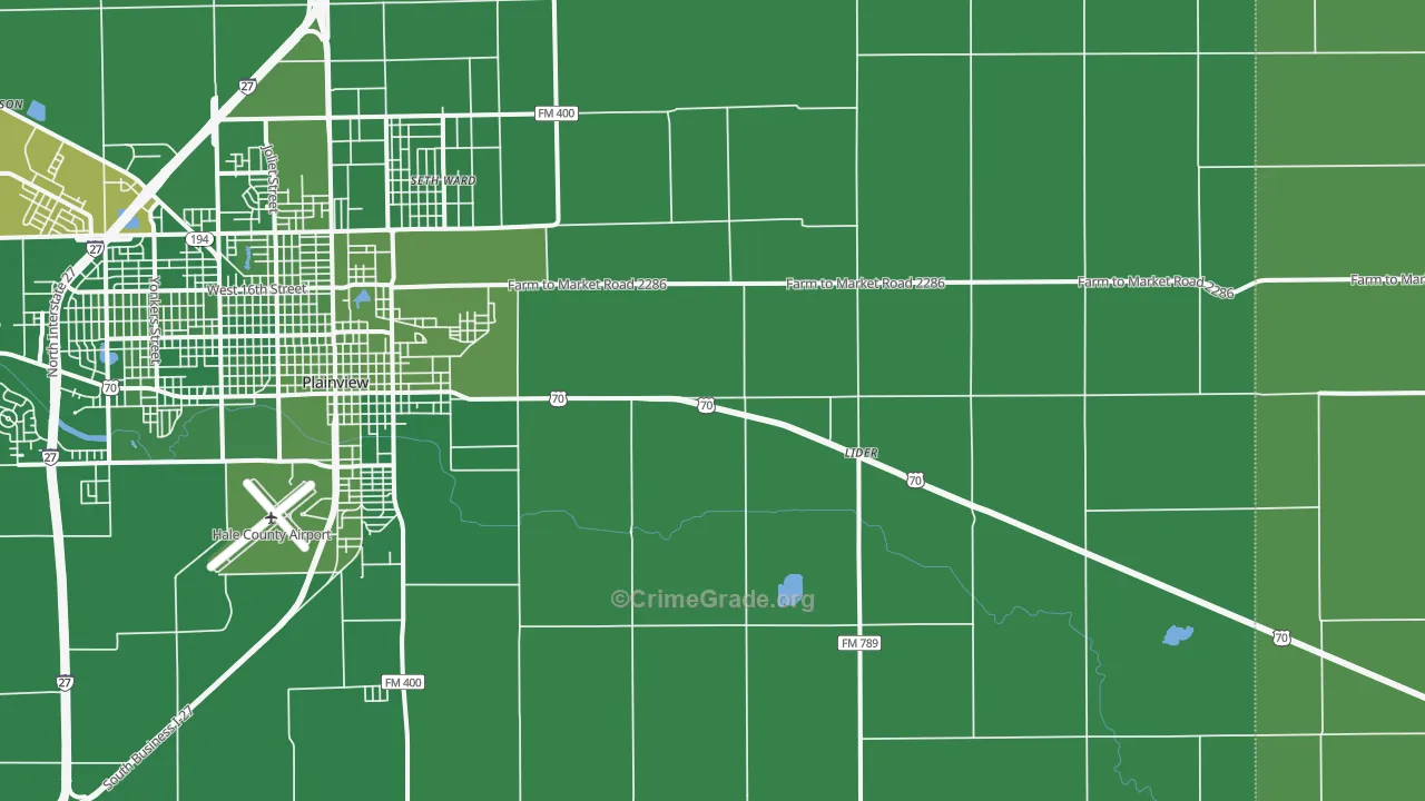 Seth Ward, TX Map of Vehicle Theft Rates