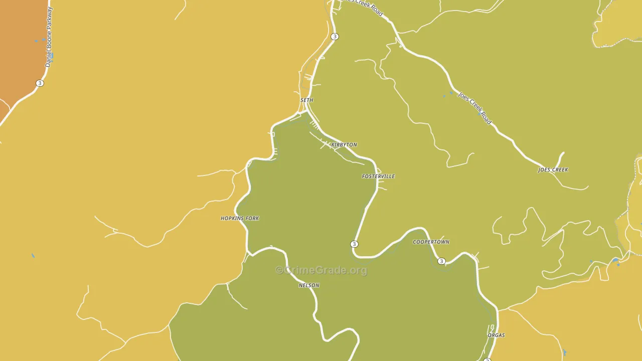 Seth, WV Map of Vehicle Theft Rates