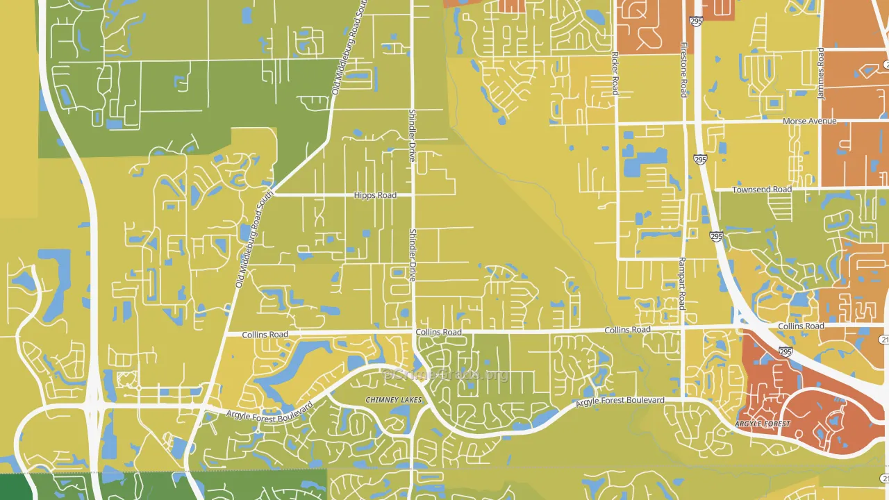 Settlers Landing, Jacksonville, FL Map of Vehicle Theft Rates