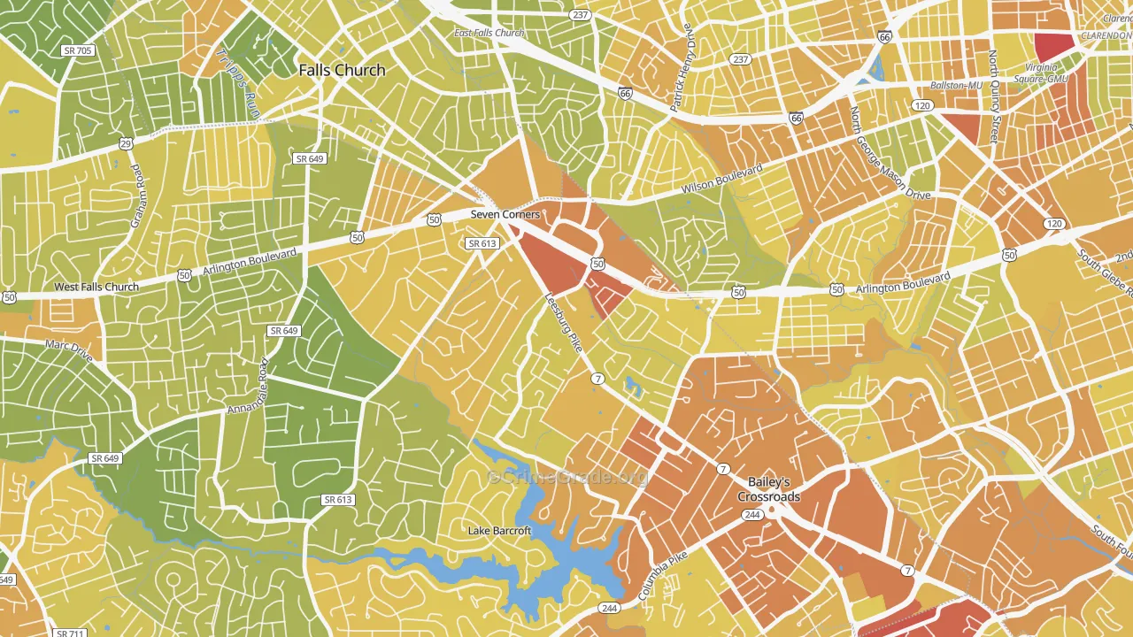 Seven Corners, VA Map of Vehicle Theft Rates