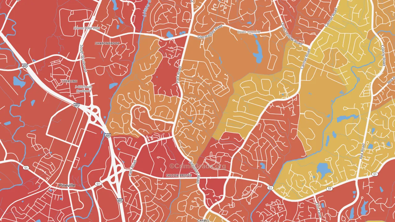 Seven Eagles, Charlotte, NC Map of Vehicle Theft Rates