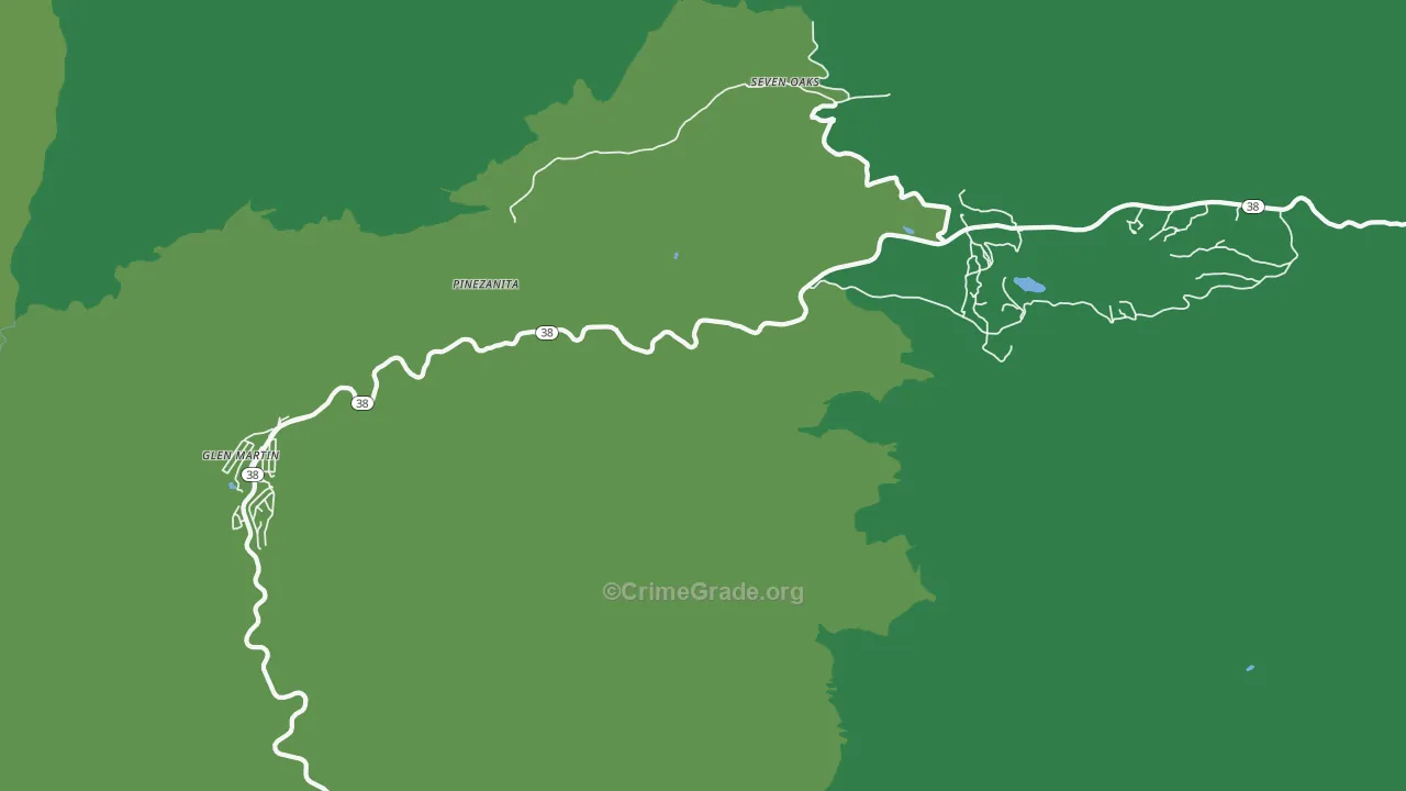 Seven Oaks, CA Map of Vehicle Theft Rates