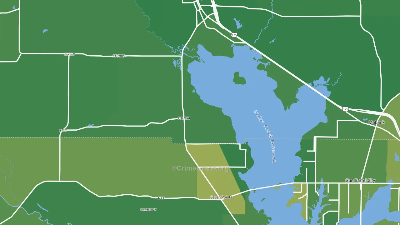 Seven Points, TX Map of Vehicle Theft Rates