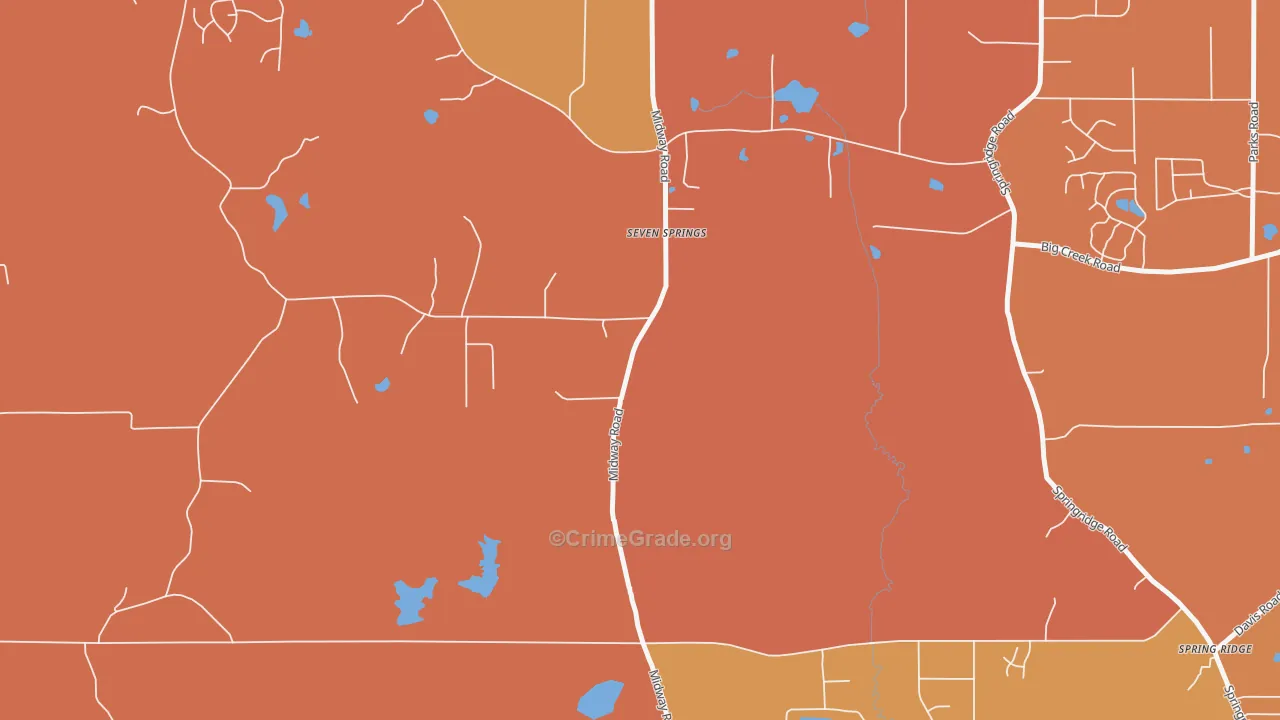 Seven Springs, MS Map of Vehicle Theft Rates