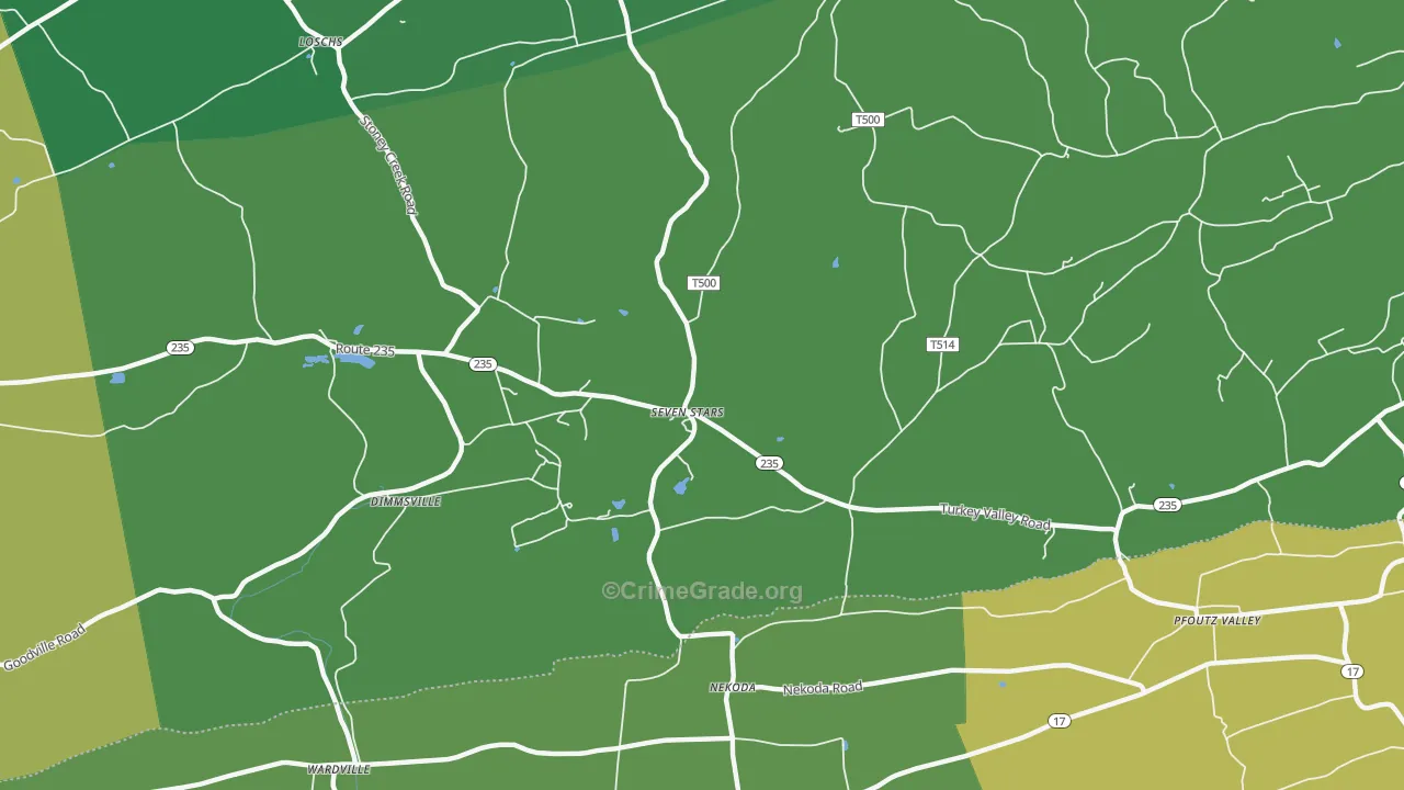 Seven Stars, PA Map of Vehicle Theft Rates