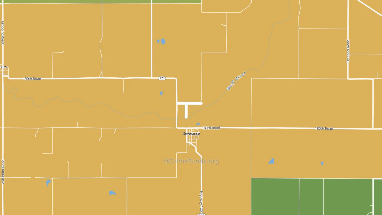 Severance, KS Map of Vehicle Theft Rates