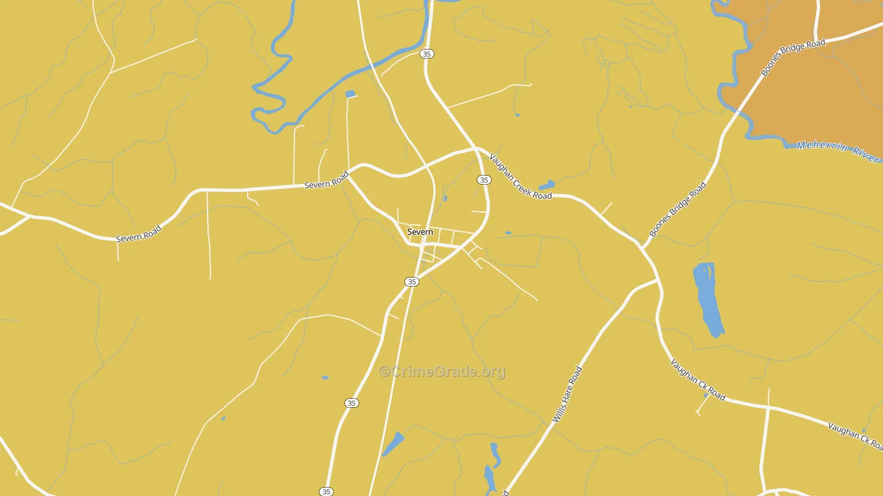 Severn, NC Map of Vehicle Theft Rates