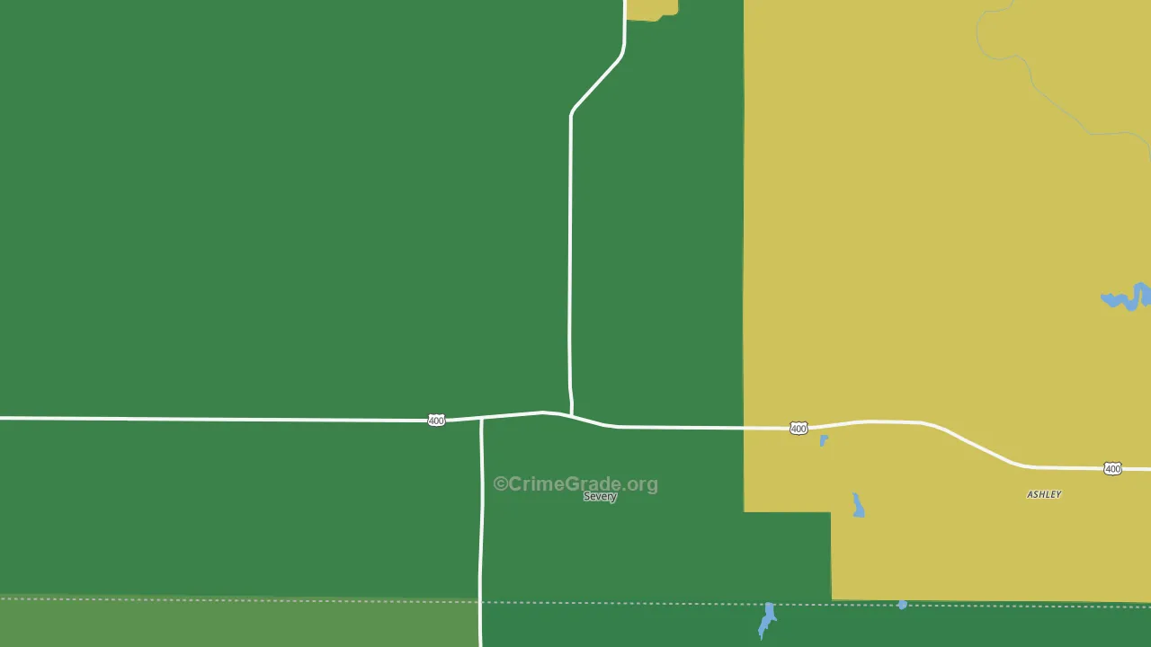 Severy, KS Map of Vehicle Theft Rates