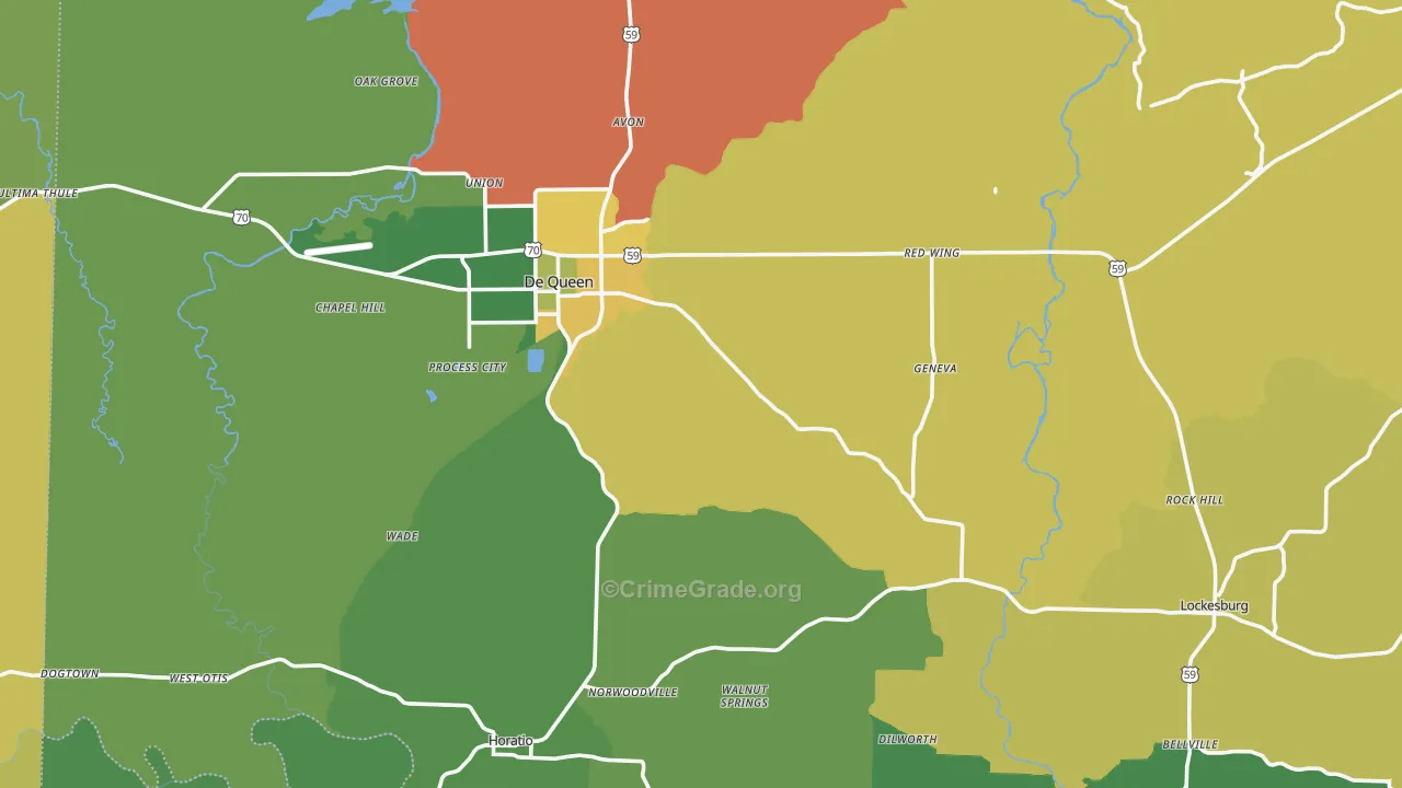 Sevier County, AR Map of Vehicle Theft Rates