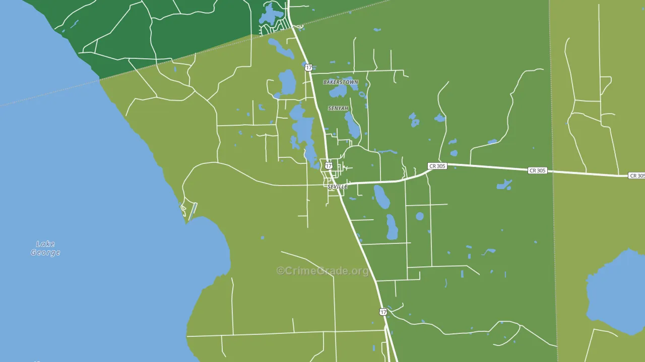 Seville, FL Map of Vehicle Theft Rates