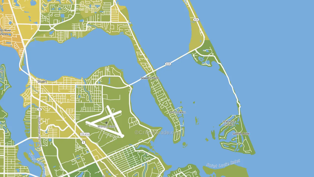 Sewalls Point, FL Map of Vehicle Theft Rates