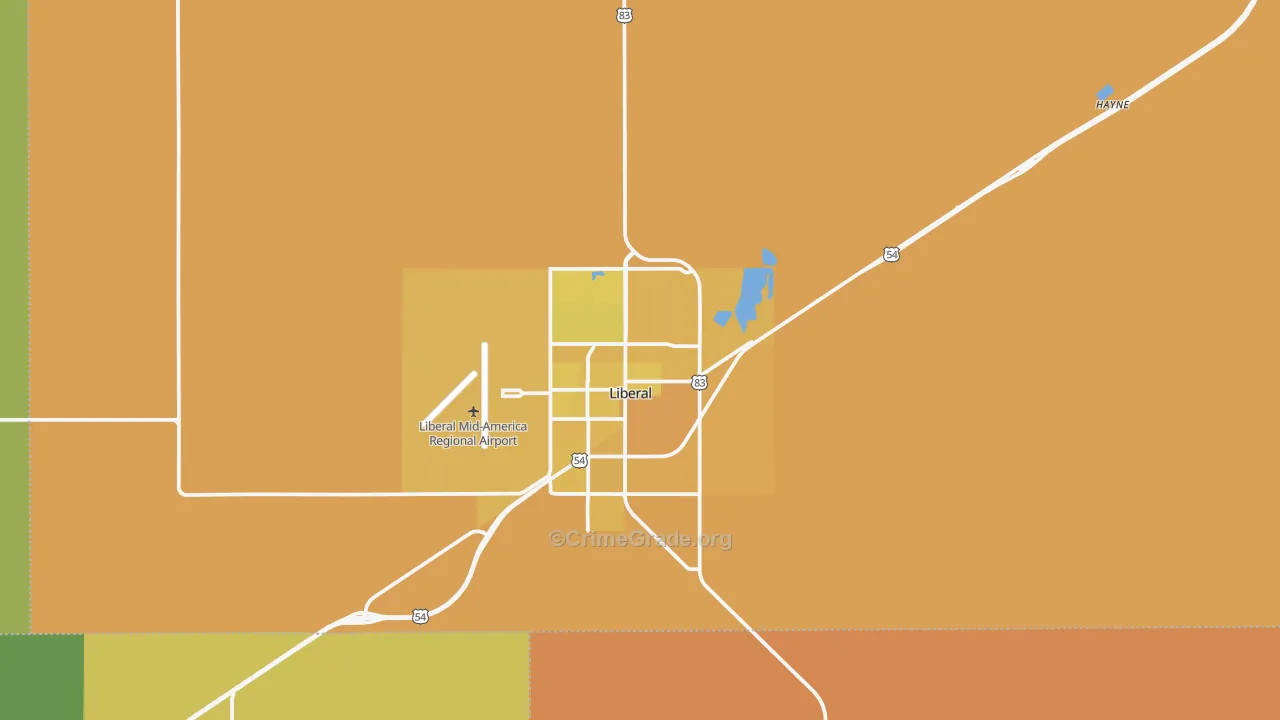 Seward County, KS Map of Vehicle Theft Rates
