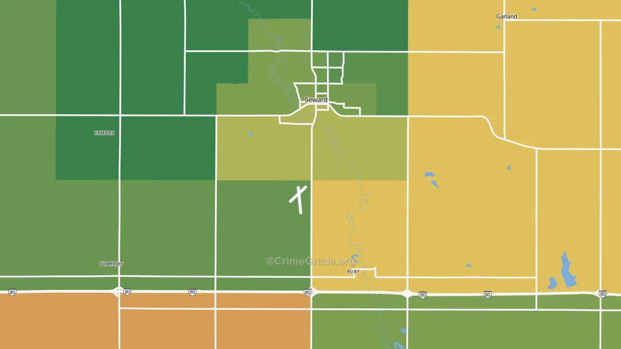 Seward County, NE Map of Vehicle Theft Rates