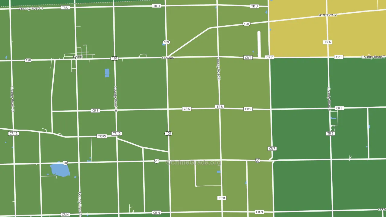 Seward, OH Map of Vehicle Theft Rates