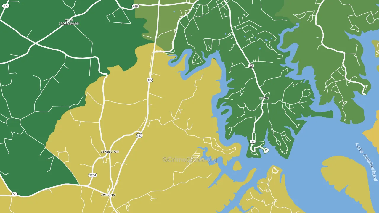 Sewellton, KY Map of Vehicle Theft Rates