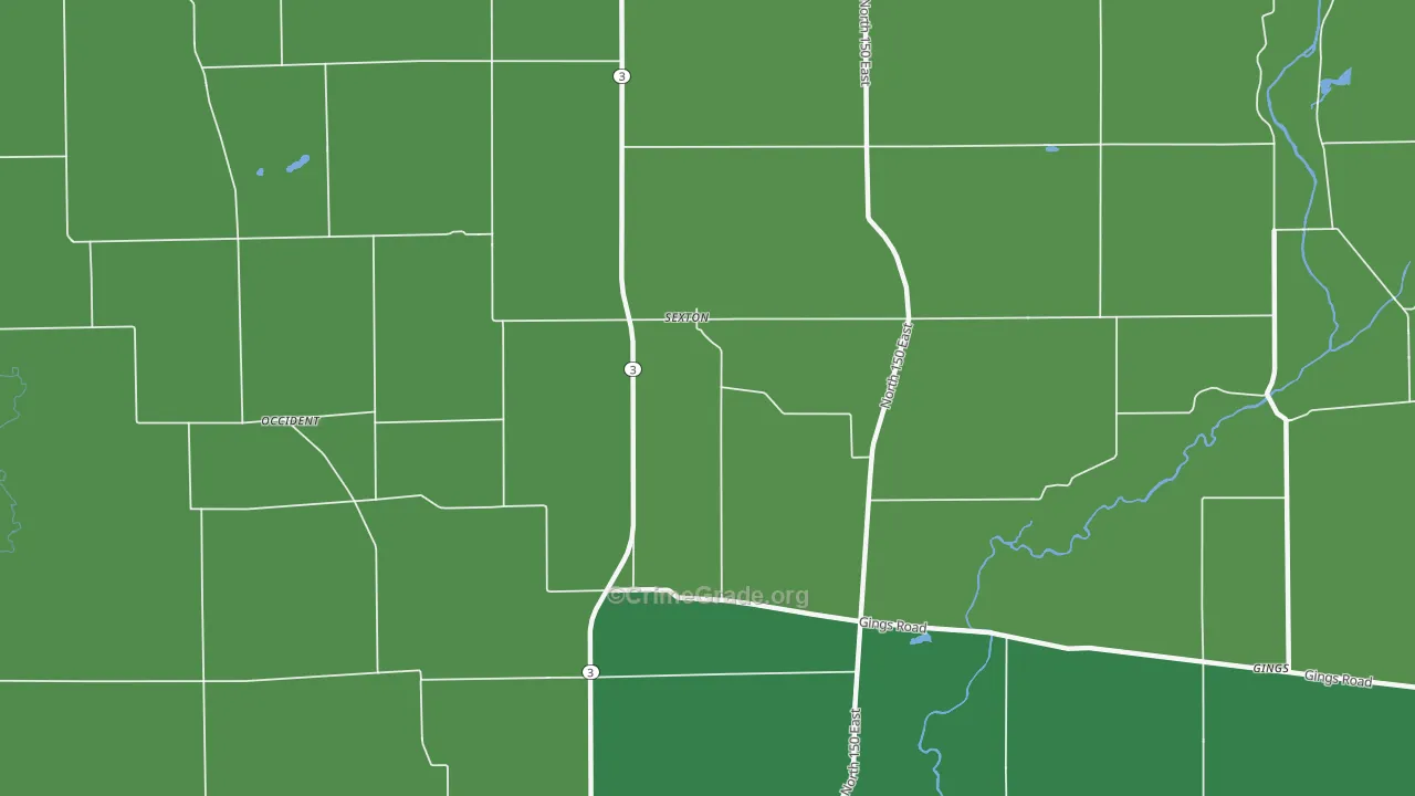 Sexton, IN Map of Vehicle Theft Rates