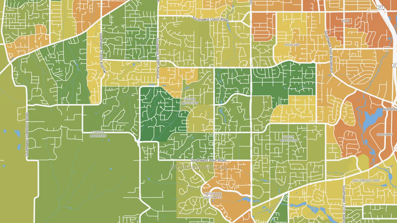 Sexton Mountain, Beaverton, OR Map of Vehicle Theft Rates