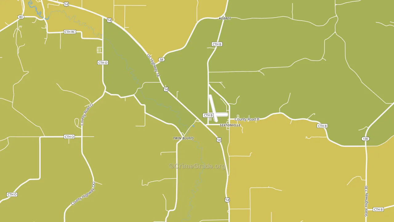 Sextonville, WI Map of Vehicle Theft Rates