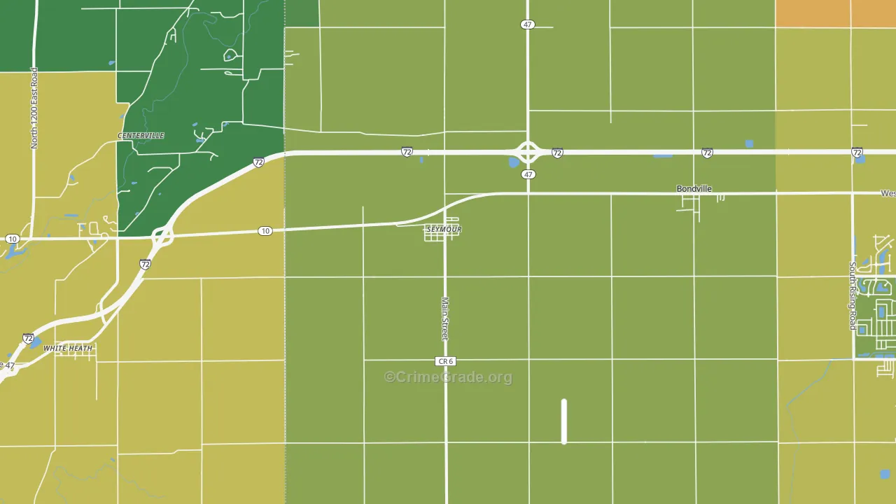 Seymour, IL Map of Vehicle Theft Rates