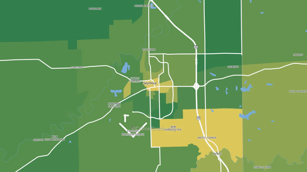 Seymour, IN Map of Vehicle Theft Rates