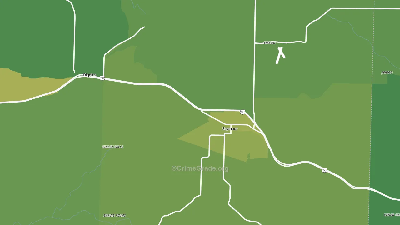 Seymour, MO Map of Vehicle Theft Rates