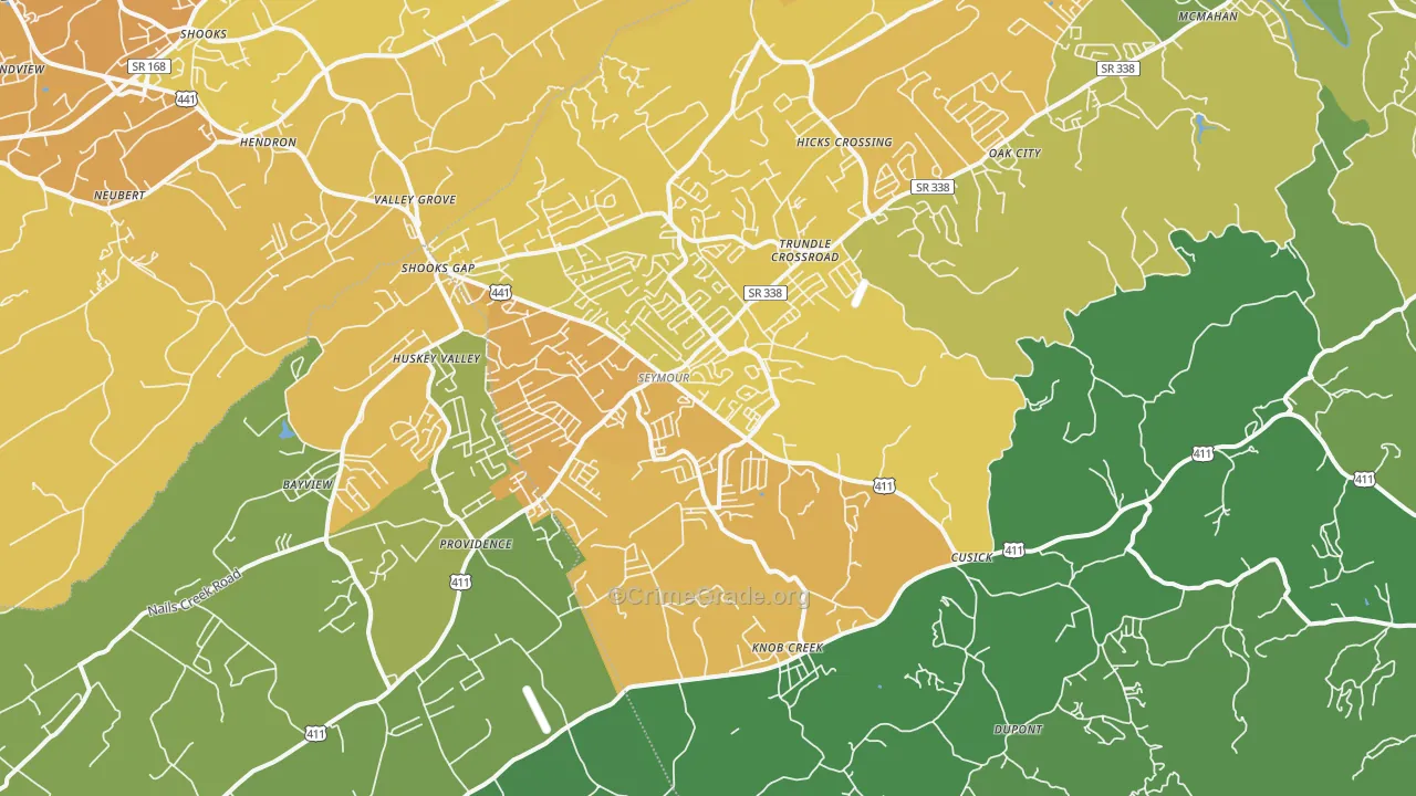 Seymour, TN Map of Vehicle Theft Rates