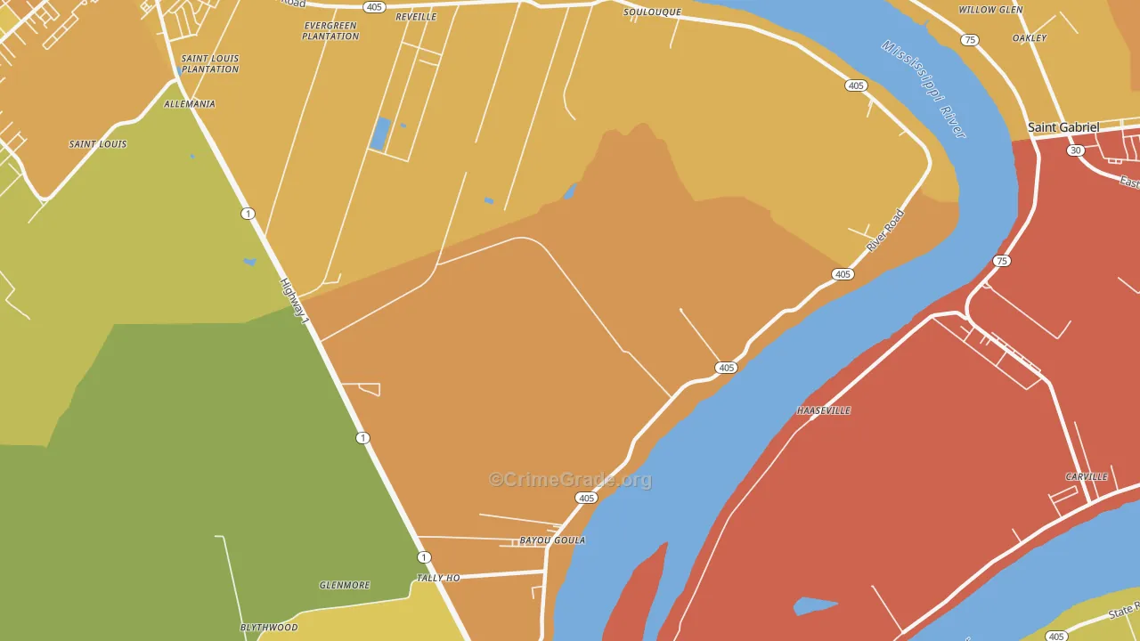 Seymourville, LA Map of Vehicle Theft Rates