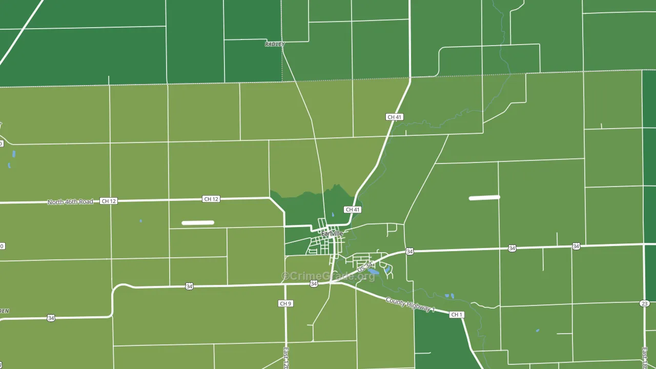 Shabbona Grove, IL Map of Vehicle Theft Rates