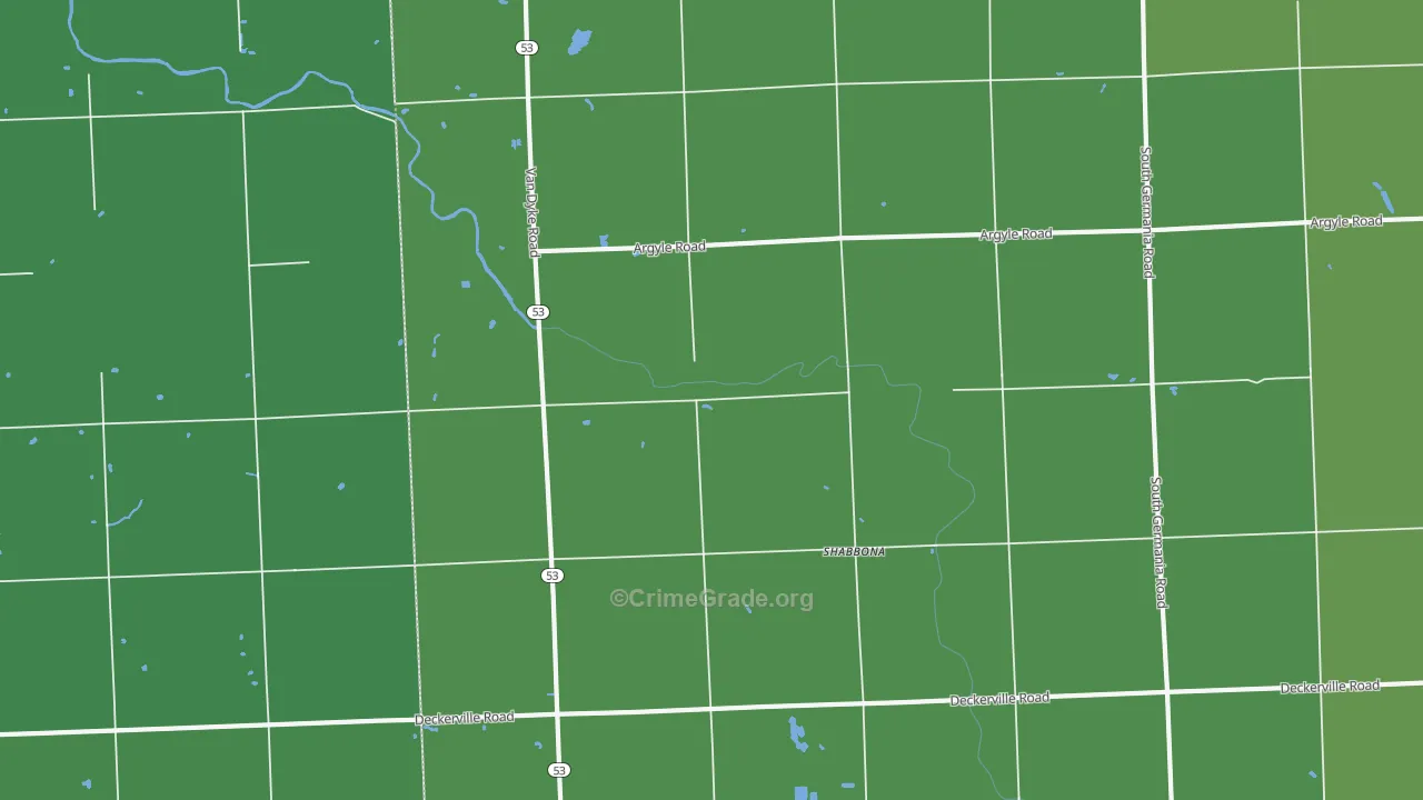 Shabbona, MI Map of Vehicle Theft Rates