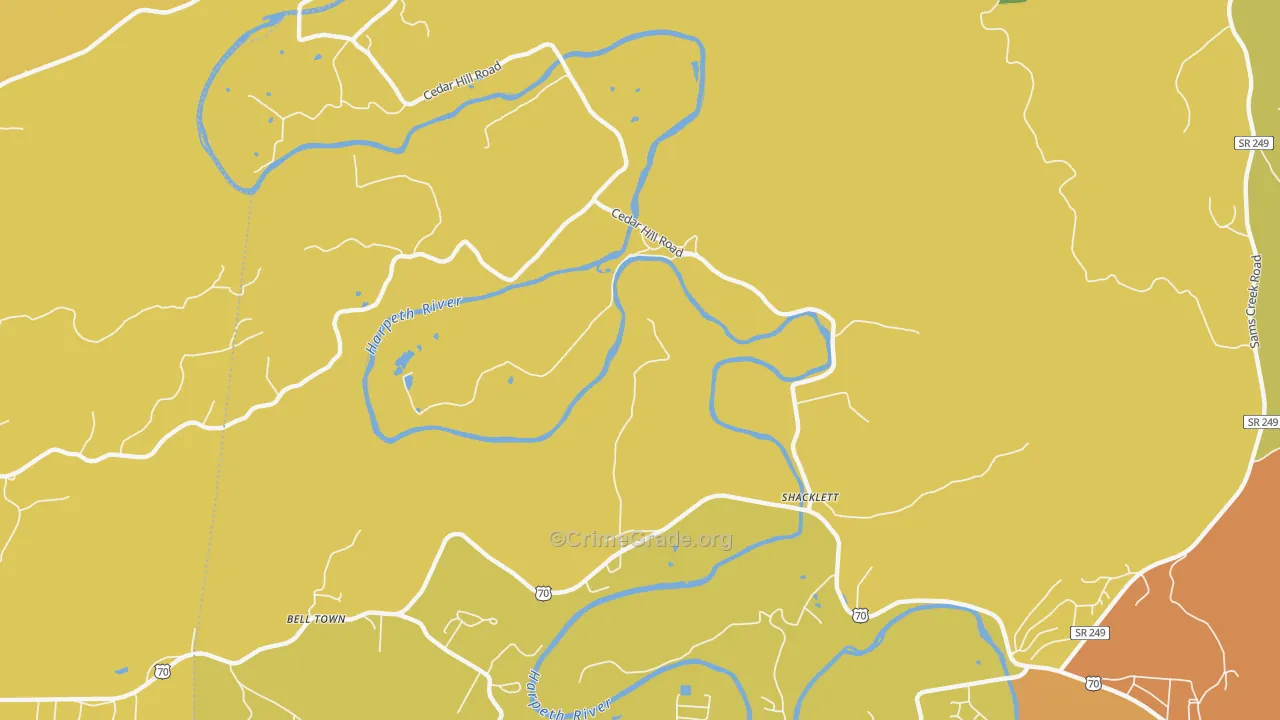 Shacklett, TN Map of Vehicle Theft Rates