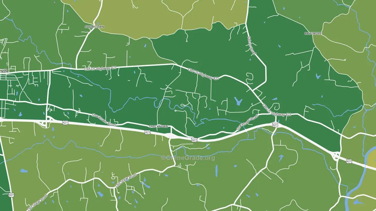 Shacktown, NC Map of Vehicle Theft Rates