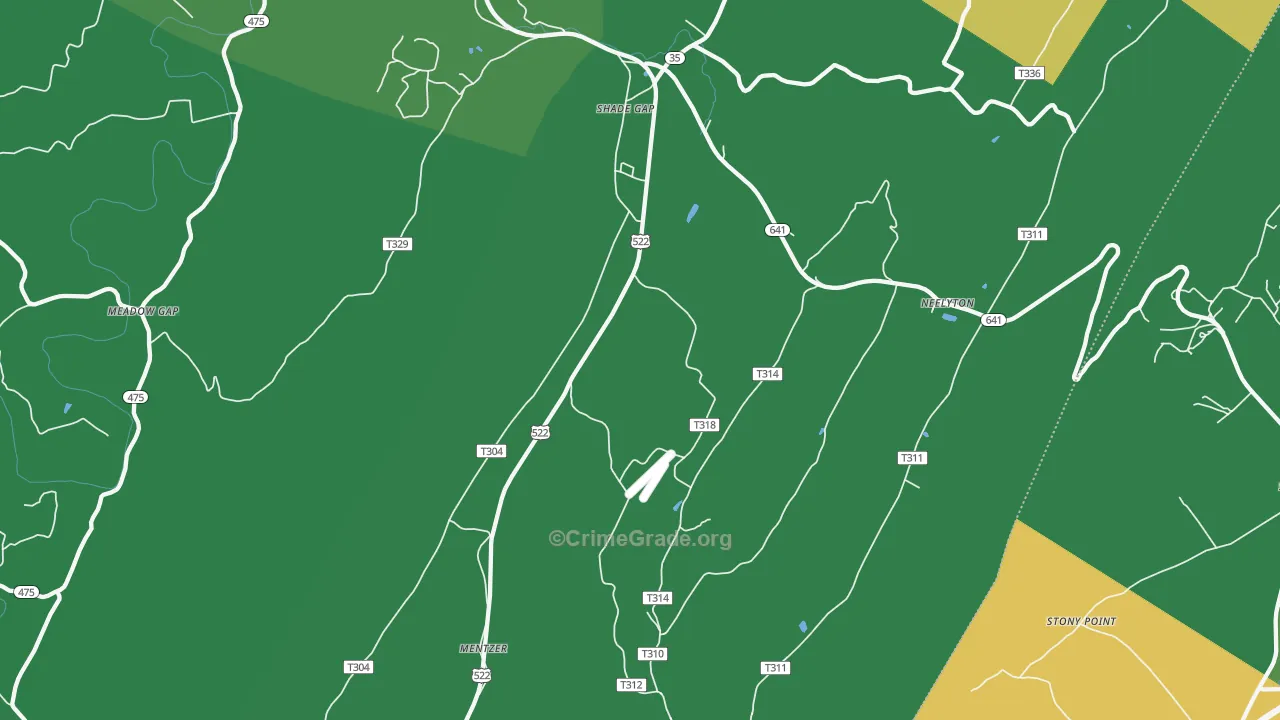 Shade Gap, PA Map of Vehicle Theft Rates