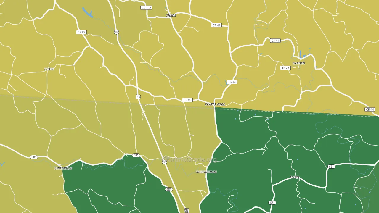 Shade, OH Map of Vehicle Theft Rates
