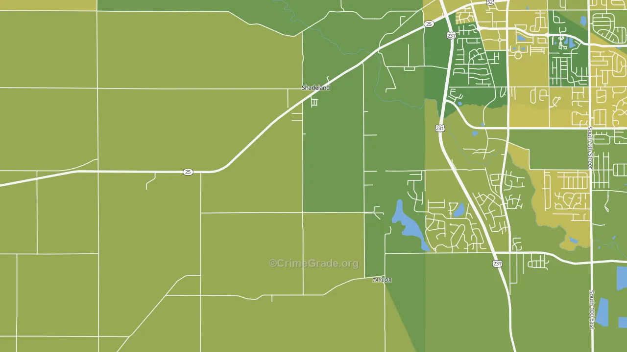 Shadeland, IN Map of Vehicle Theft Rates