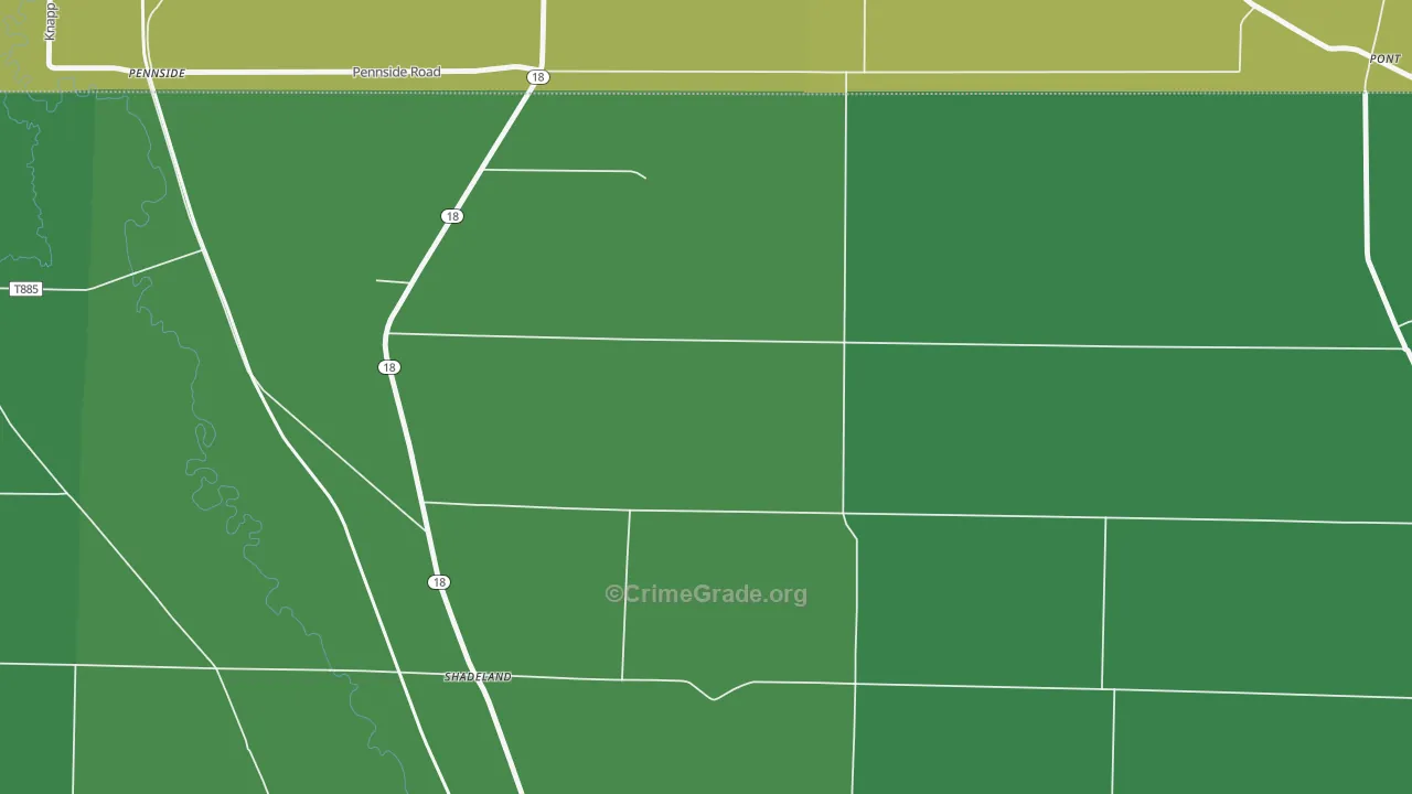 Shadeland, PA Map of Vehicle Theft Rates