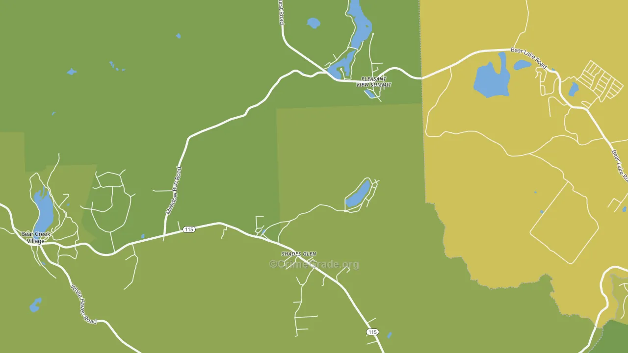 Shades Glen, PA Map of Vehicle Theft Rates