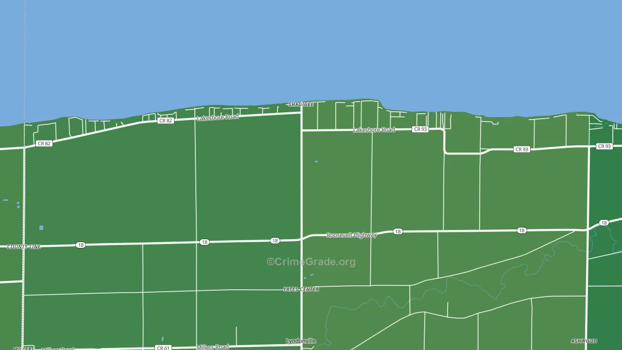 Shadigee, NY Map of Vehicle Theft Rates