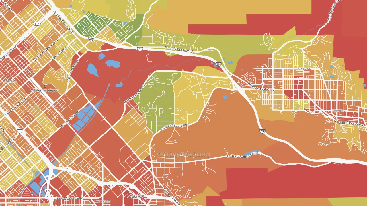 Shadow Hills, Sunland, CA Map of Vehicle Theft Rates