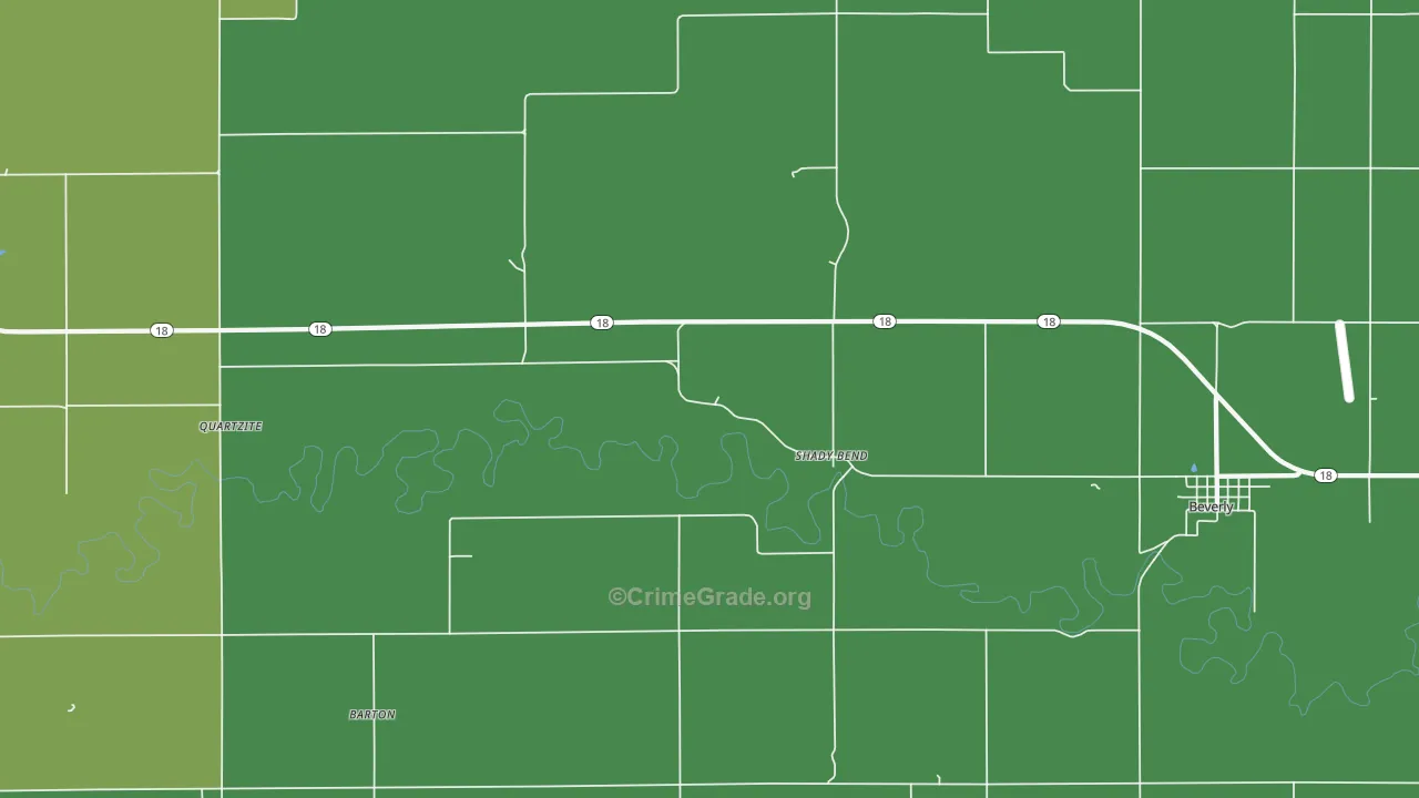 Shady Bend, KS Map of Vehicle Theft Rates