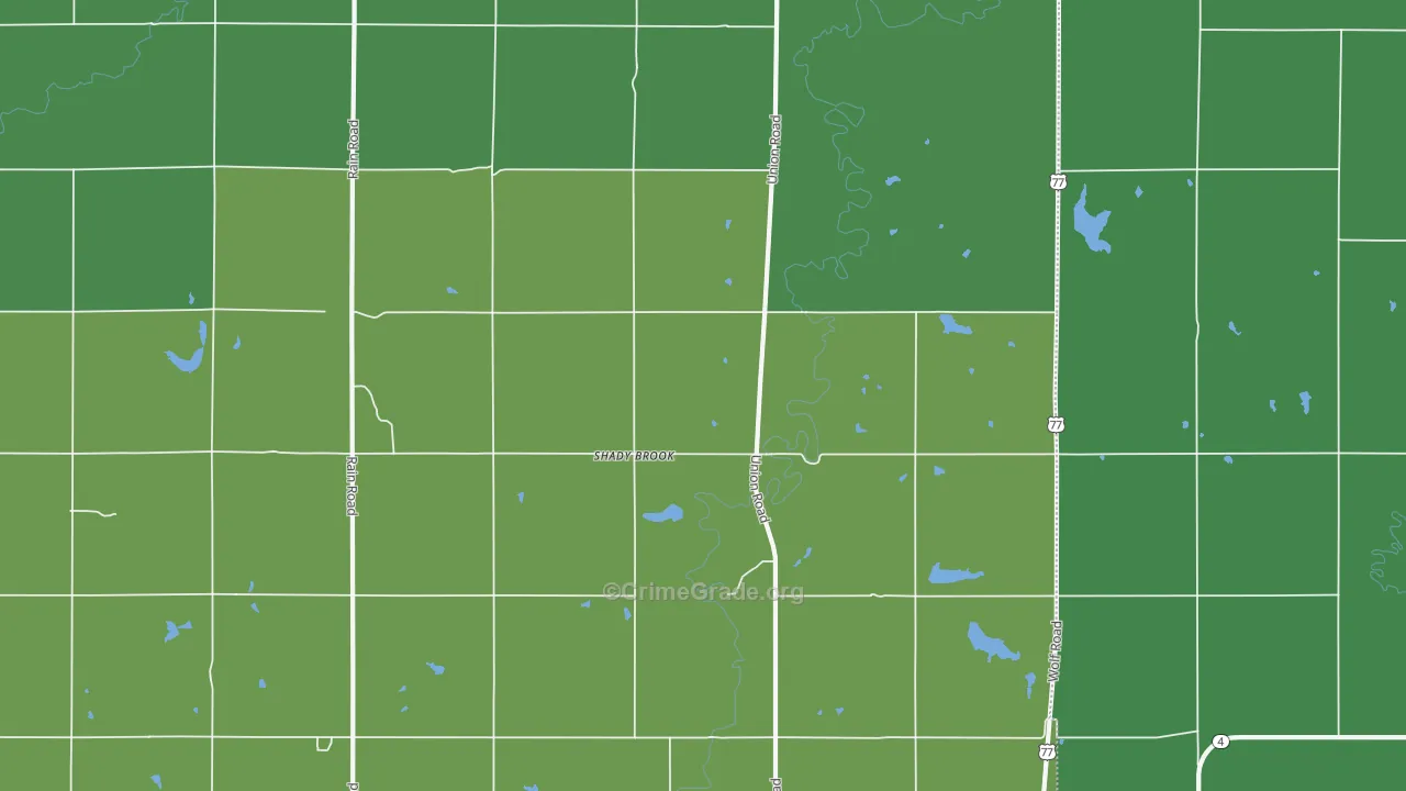 Shady Brook, KS Map of Vehicle Theft Rates