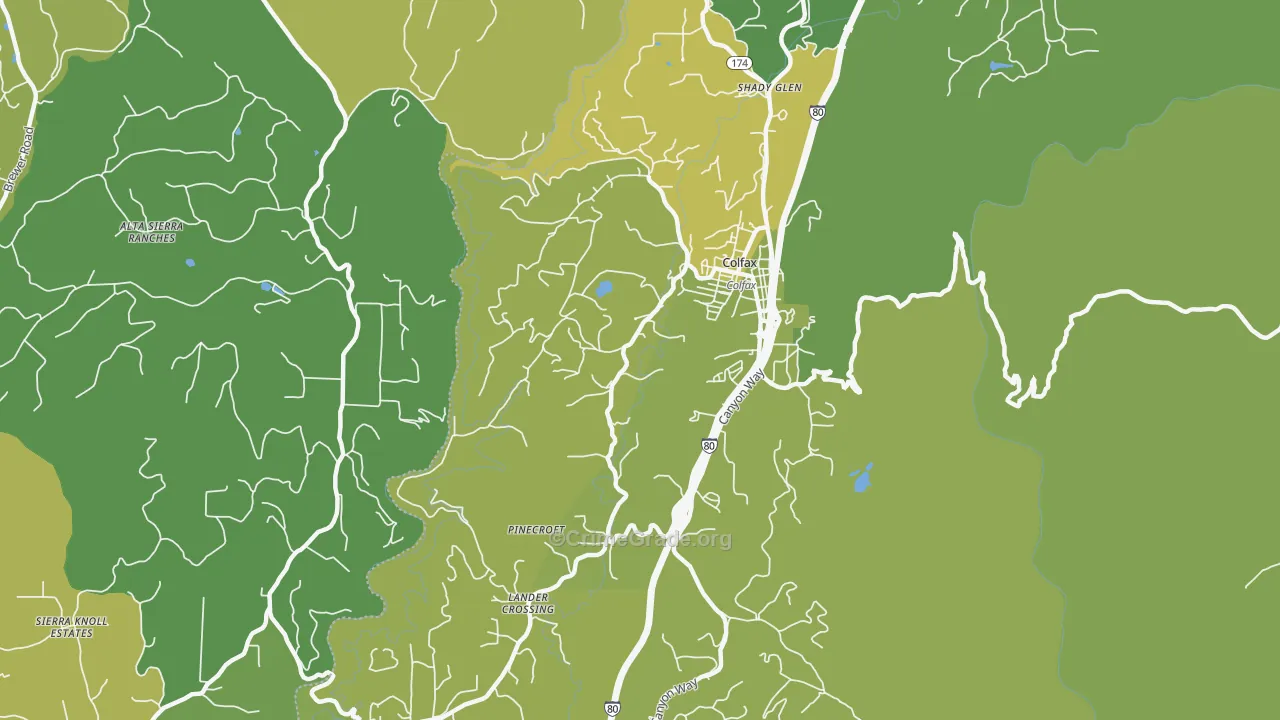 Shady Glen, CA Map of Vehicle Theft Rates