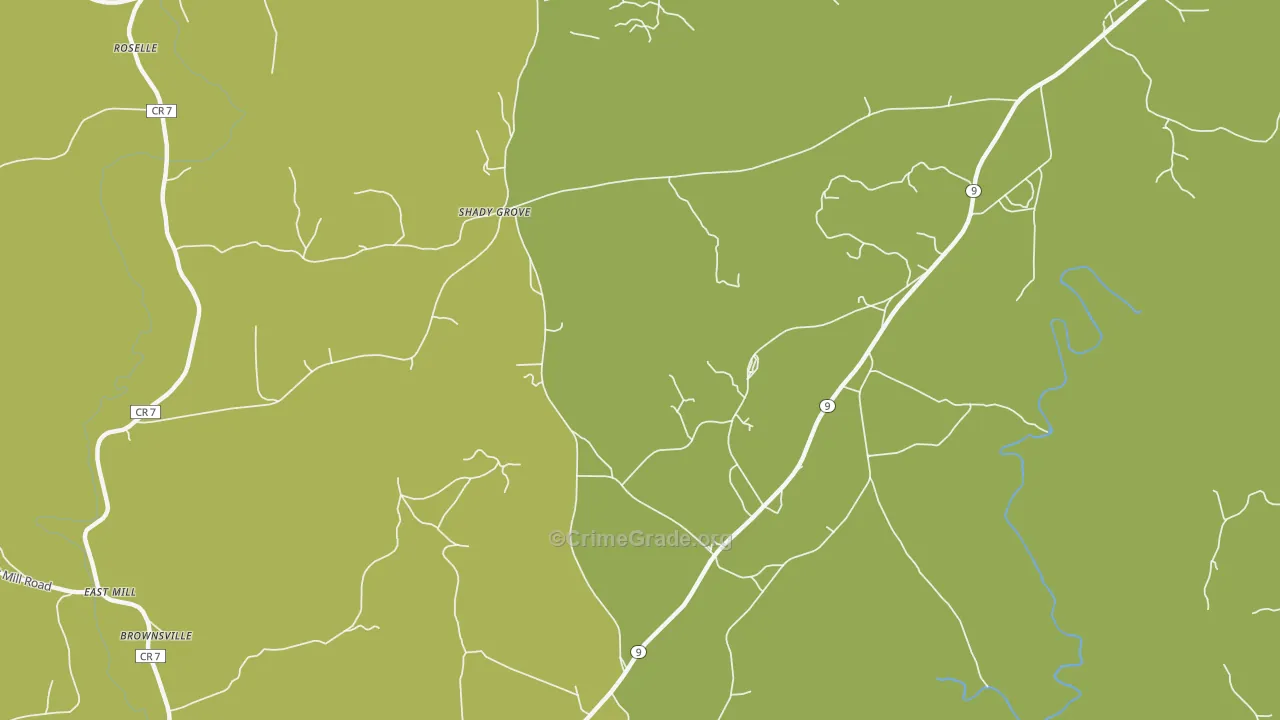 Shady Grove, AL Map of Vehicle Theft Rates