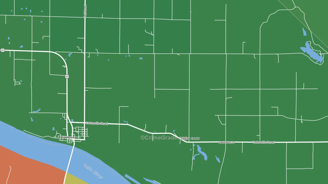 Shady Grove, IL Map of Vehicle Theft Rates