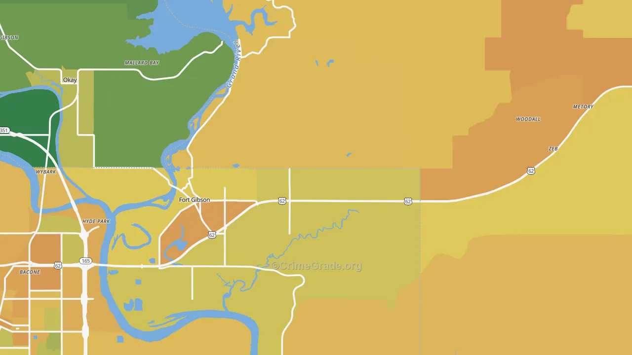 Shady Grove, OK Map of Vehicle Theft Rates