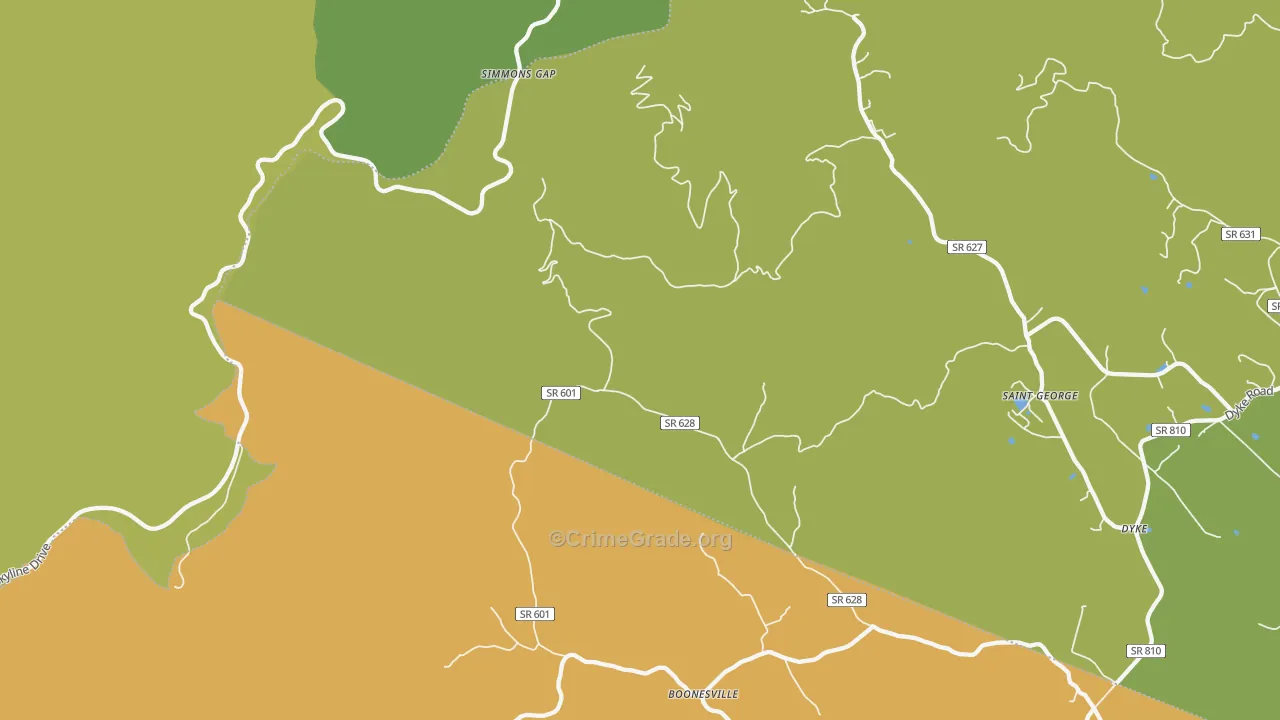 Shady Grove, VA Map of Vehicle Theft Rates