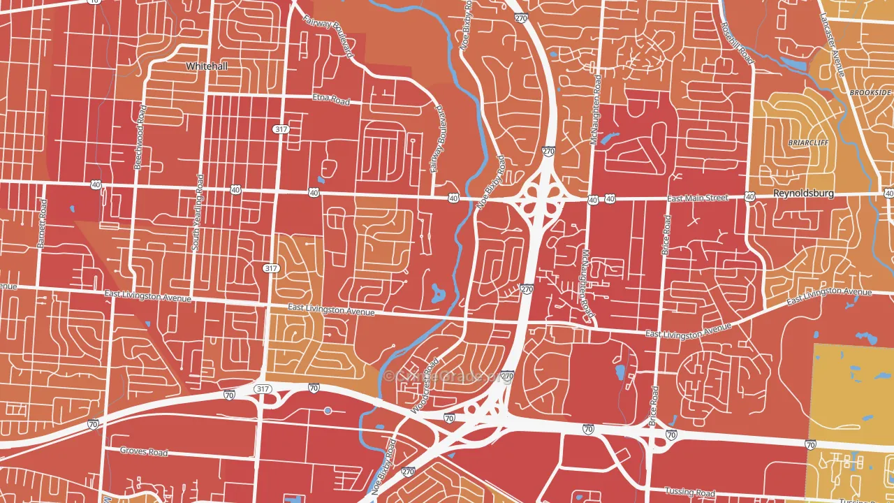 Shady Lane, Columbus, OH Map of Vehicle Theft Rates