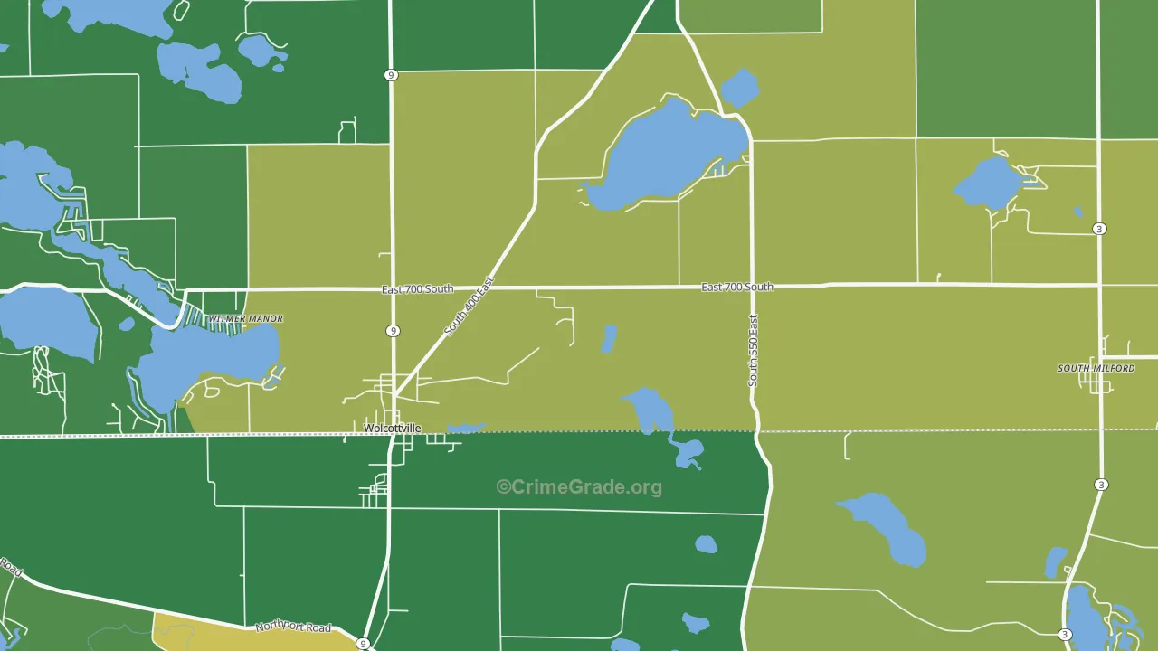 Shady Nook, IN Map of Vehicle Theft Rates
