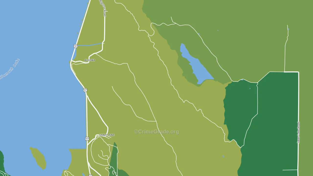 Shady Pine, OR Map of Vehicle Theft Rates